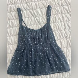 Abercrombie & Fitch Blue Smocked Peplum Tank Top size small